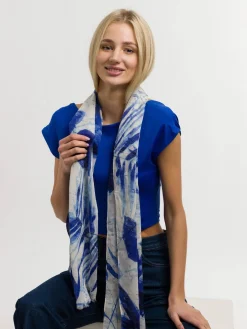 Baumwollschal mit tropischem Blätter-Print