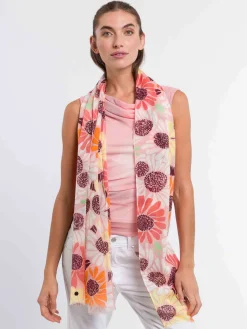 Baumwollschal mit XL Blumen-Print