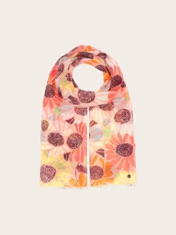 Baumwollschal mit XL Blumen-Print