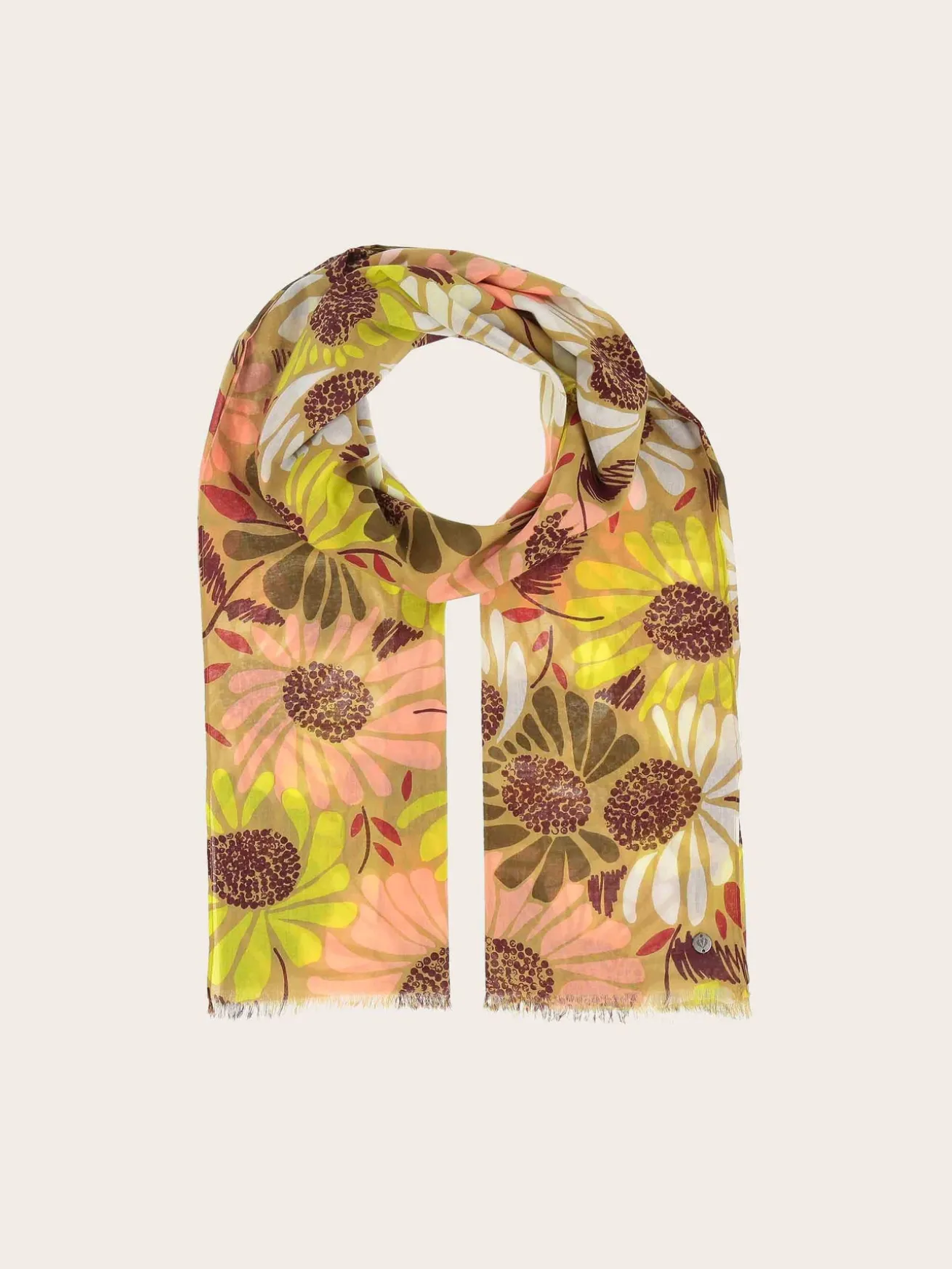Baumwollschal mit XL Blumen-Print