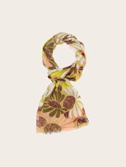 Baumwollschal mit XL Blumen-Print