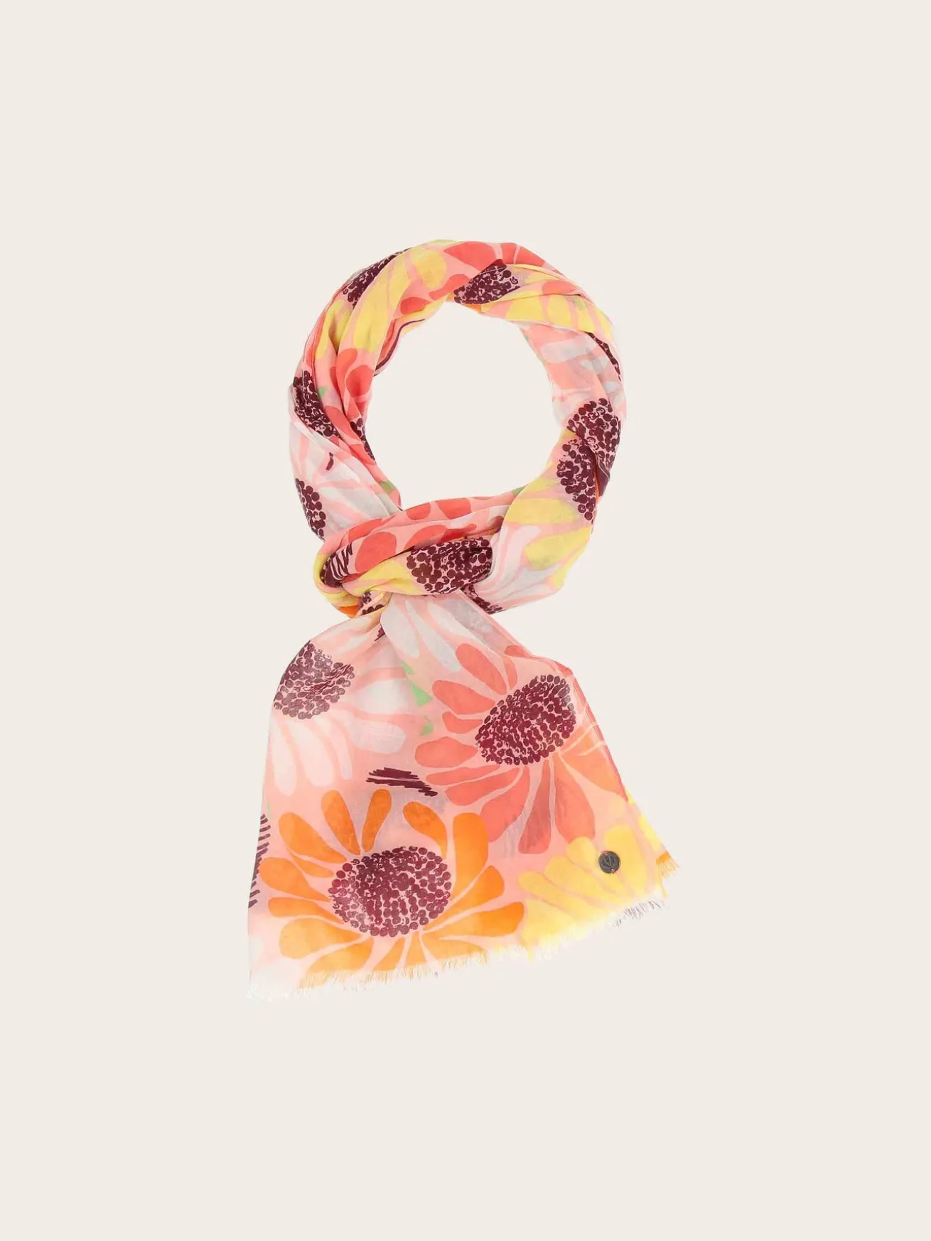 Baumwollschal mit XL Blumen-Print
