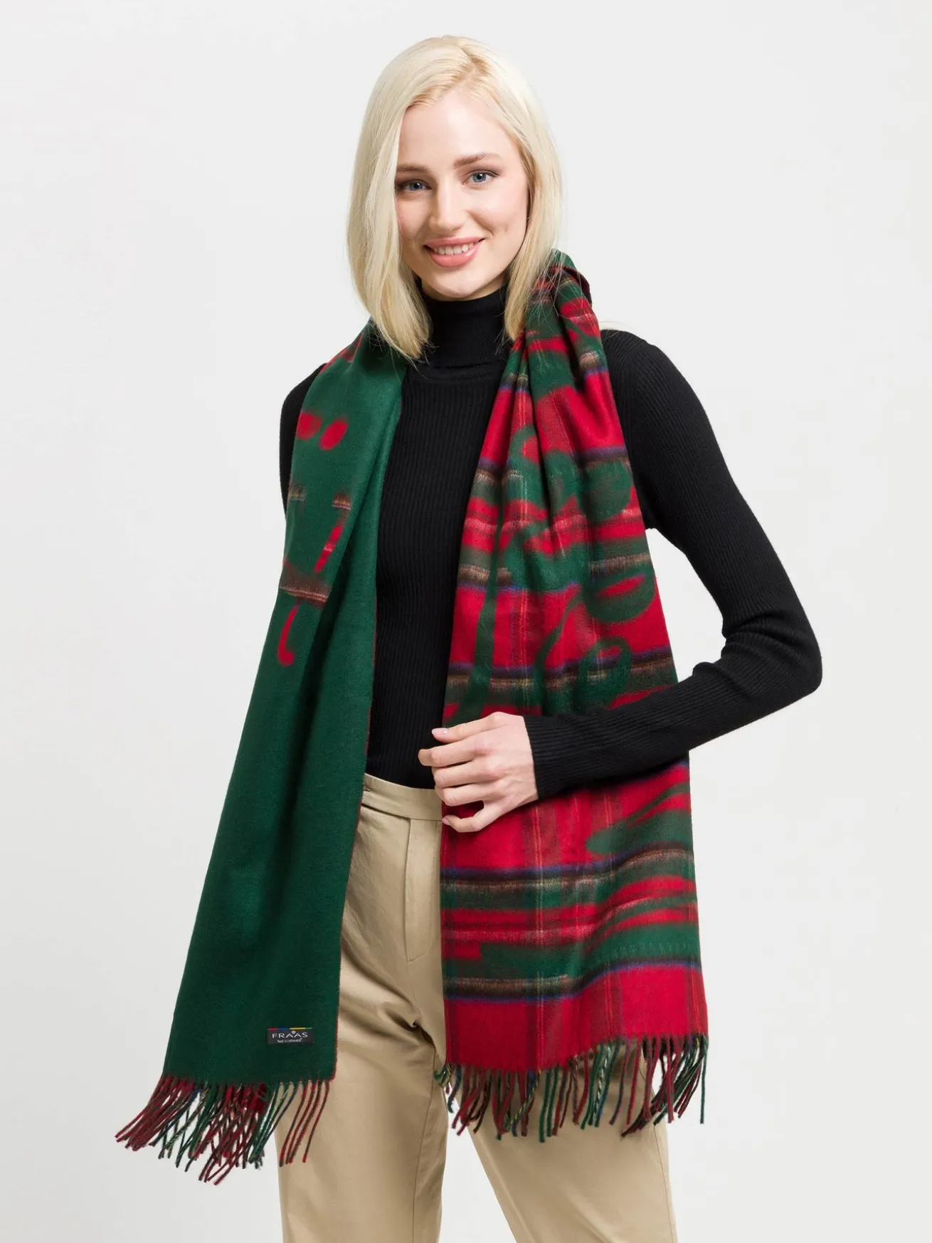 Cashmink-Schal MERRY CHRISTMAS mit weihnachtlichem Karo-Design - Made in Germany