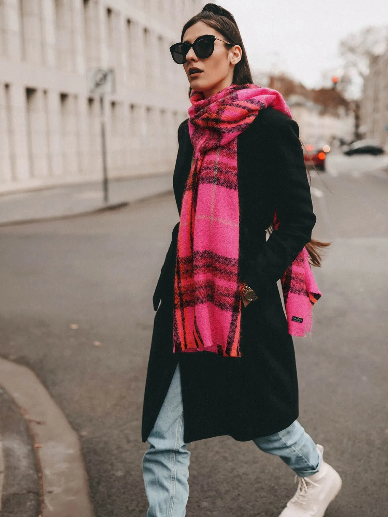 Cashmink-Stola mit FRAAS Plaid Karo - Made in Germany