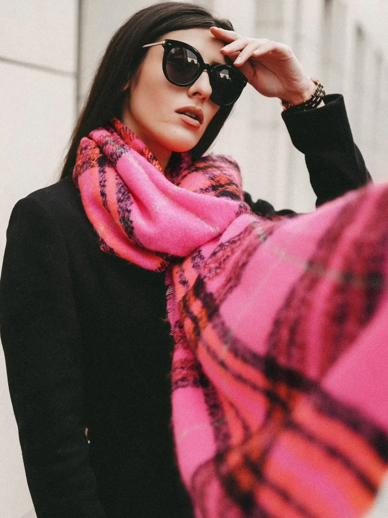 Cashmink-Stola mit FRAAS Plaid Karo - Made in Germany
