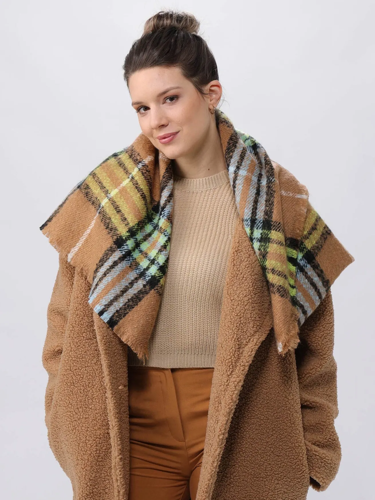 Cashmink-Stola mit FRAAS Plaid Karo - Made in Germany