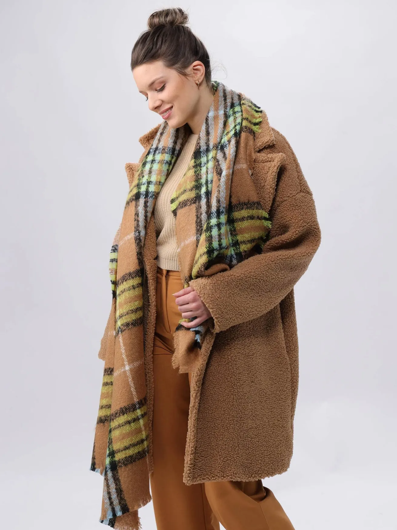 Cashmink-Stola mit FRAAS Plaid Karo - Made in Germany