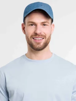 Einfarbige Baseballkappe im Jeans-Look mit gesticktem bugatti-Logo