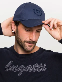 Einfarbige Baseballkappe mit gesticktem bugatti-Logo