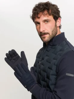 Einfarbige bugatti Handschuhe im Fischgrat-Design