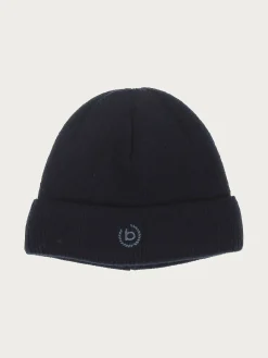 Einfarbige Strickmütze in Wollmischung mit bugatti-Logo