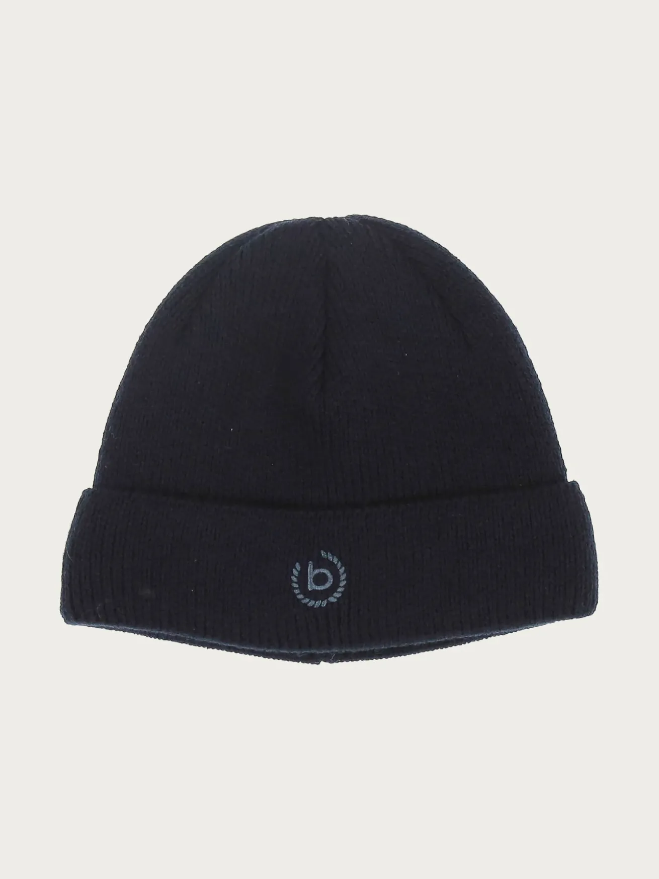 Einfarbige Strickmütze in Wollmischung mit bugatti-Logo