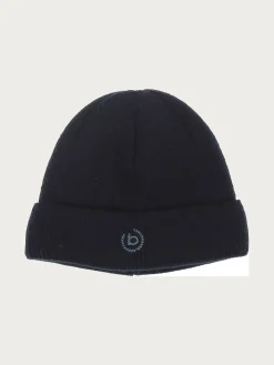 Einfarbige Strickmütze in Wollmischung mit bugatti-Logo