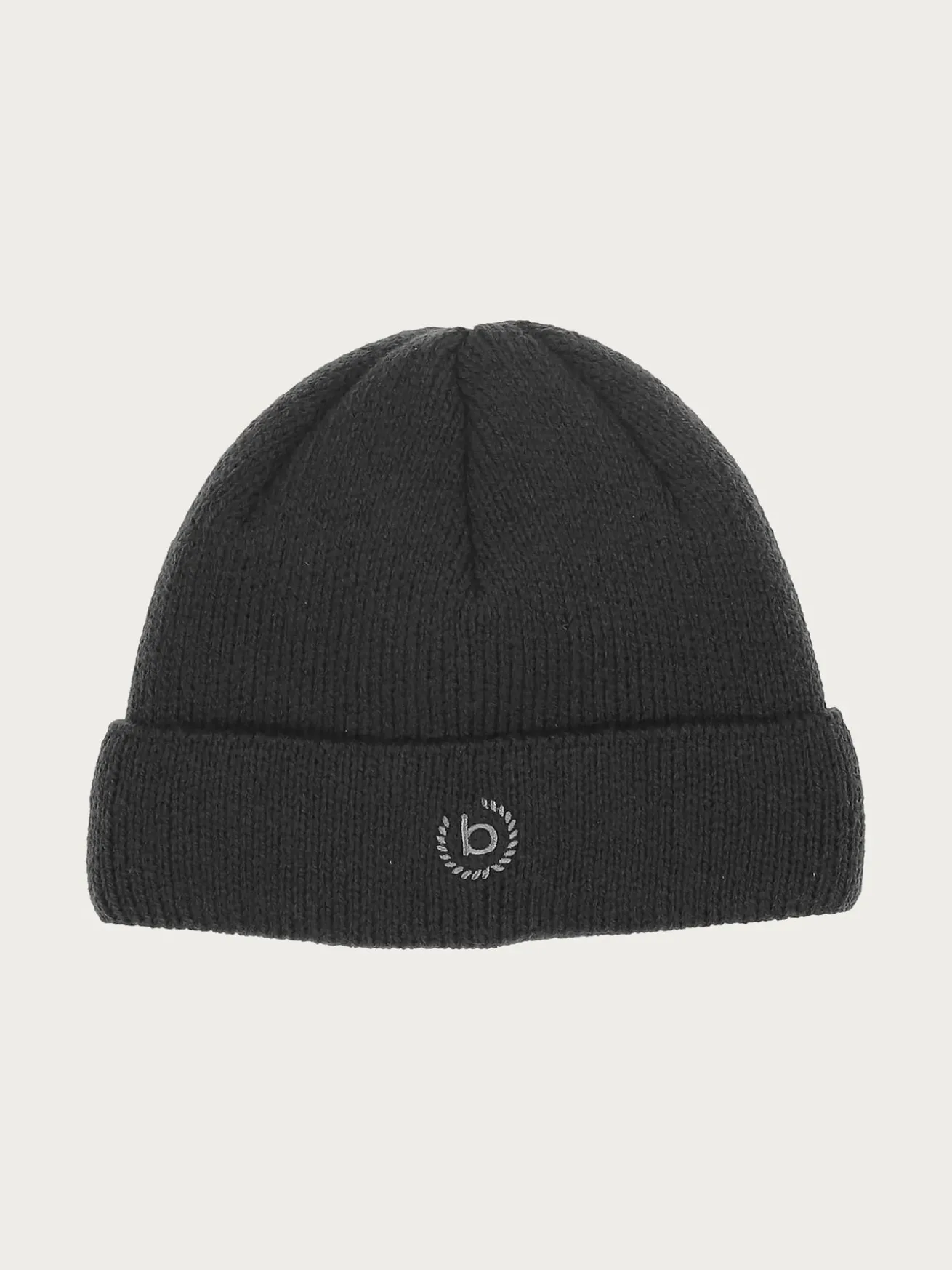 Einfarbige Strickmütze in Wollmischung mit bugatti-Logo