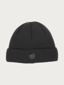 Einfarbige Strickmütze in Wollmischung mit bugatti-Logo