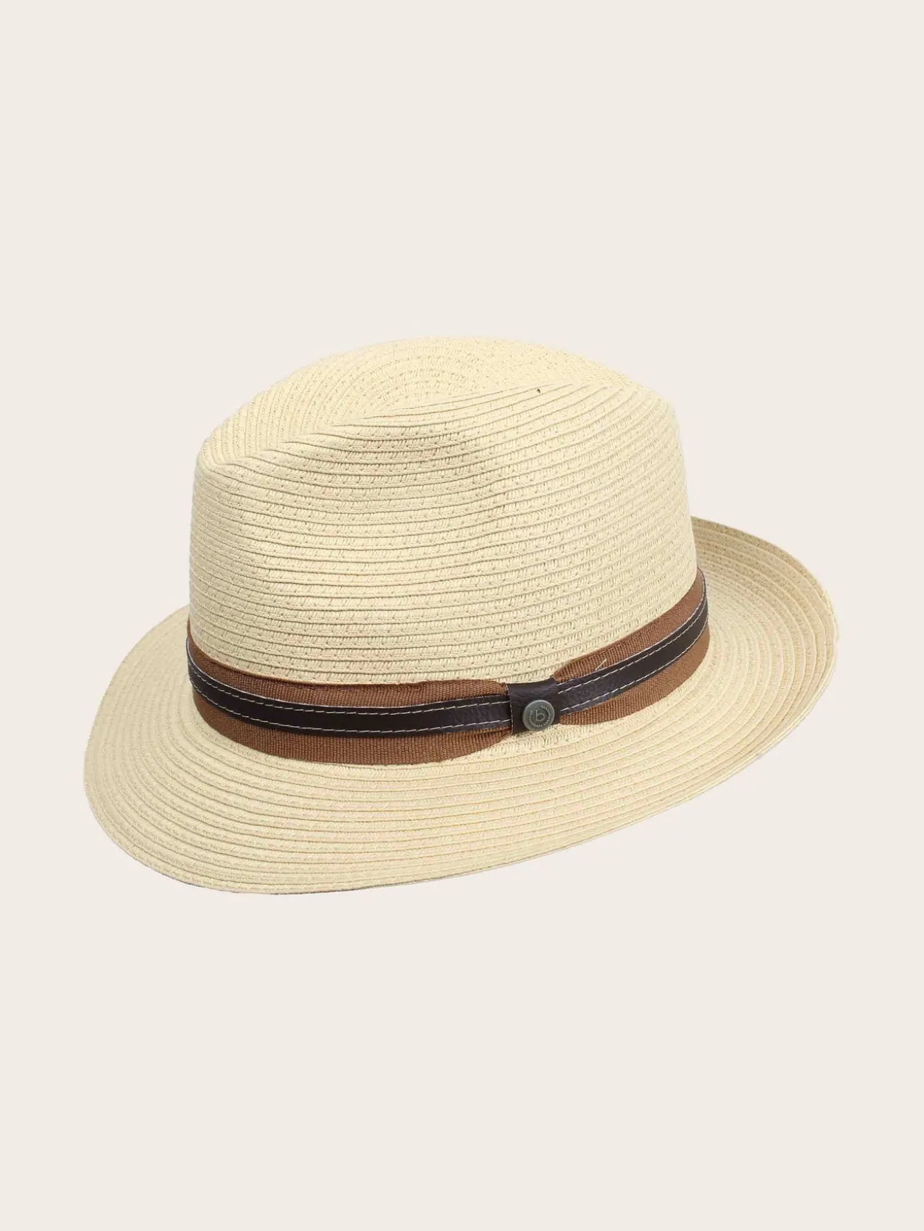 Einfarbiger bugatti Sommer-Fedora mit Leder-Hutband