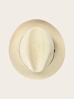 Einfarbiger bugatti Sommer-Fedora mit Leder-Hutband