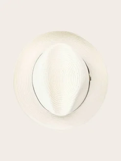 Einfarbiger bugatti Sommer-Fedora mit Leder-Hutband
