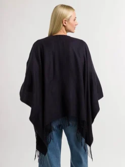 Einfarbiger Poncho aus reinem Polyacryl - Made in Germany