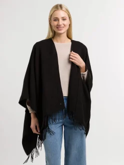 Einfarbiger Poncho aus reinem Polyacryl - Made in Germany