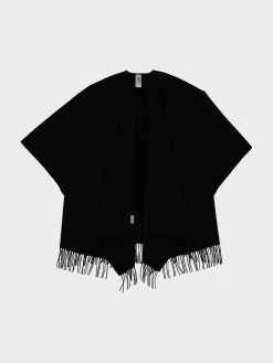 Einfarbiger Poncho aus reiner Wolle