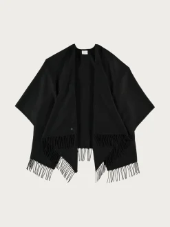 Einfarbiger Poncho aus reinem Polyacryl - Made in Germany