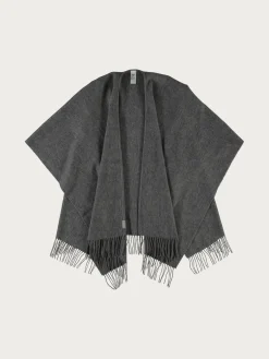 Einfarbiger Poncho aus reiner Wolle