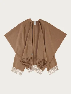 Einfarbiger Poncho aus reiner Wolle