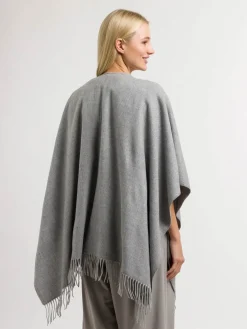 Einfarbiger Poncho aus reinem Polyacryl - Made in Germany