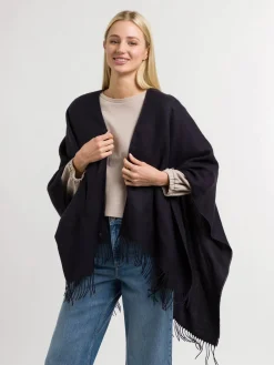 Einfarbiger Poncho aus reinem Polyacryl - Made in Germany