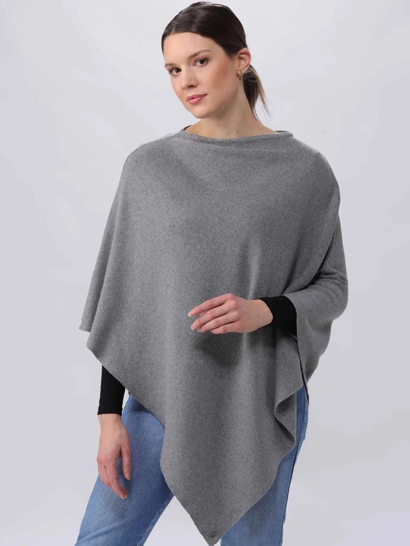 Einfarbiger Poncho in Baumwollmischung