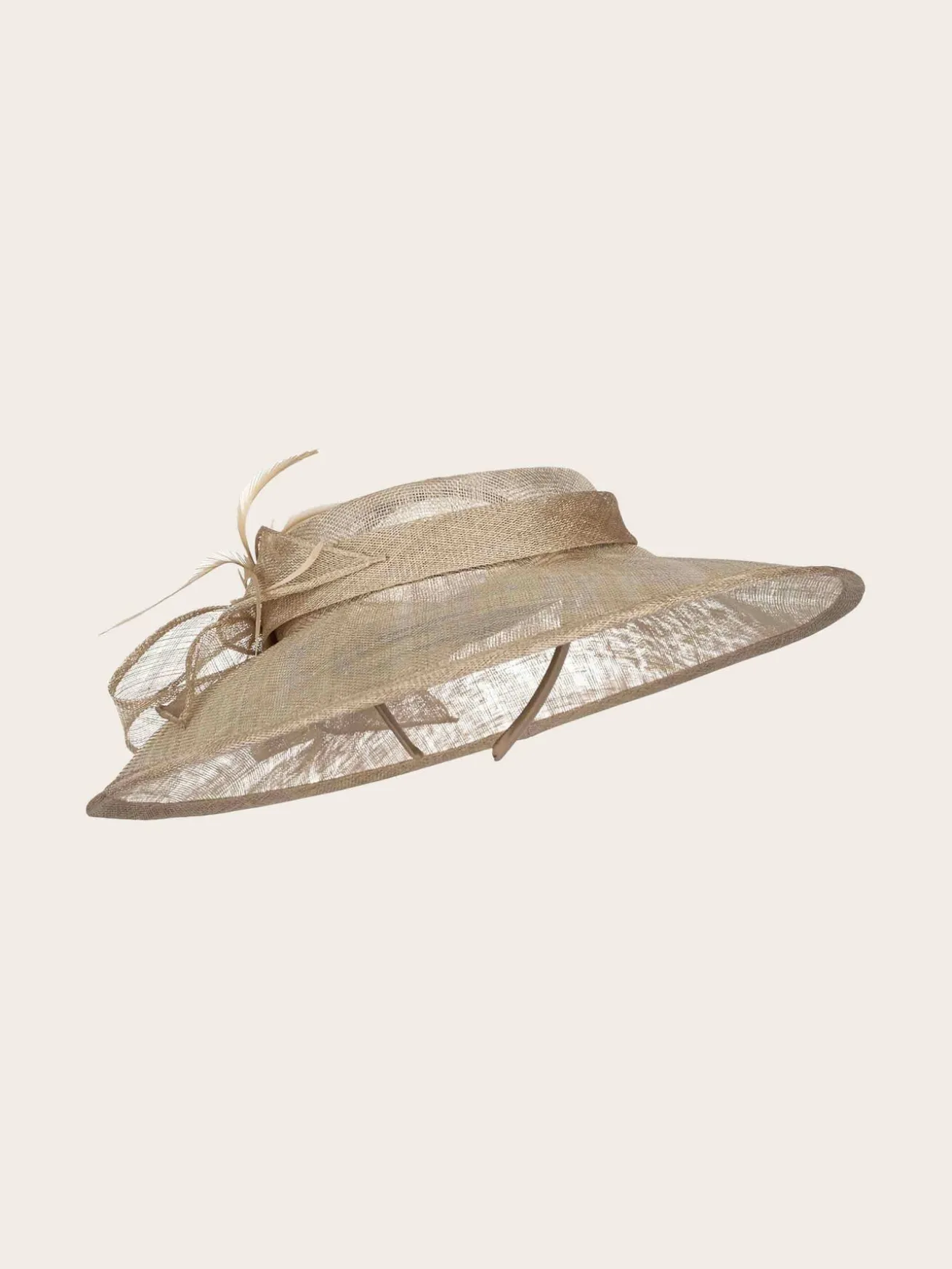 Eleganter Loevenich Haarreif mit Sinamay Schleife und Feder-Schmuck