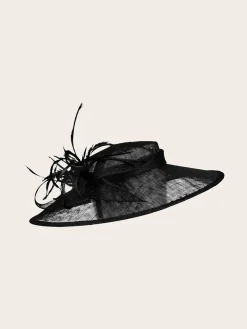 Eleganter Loevenich Haarreif mit Sinamay Schleife und Feder-Schmuck