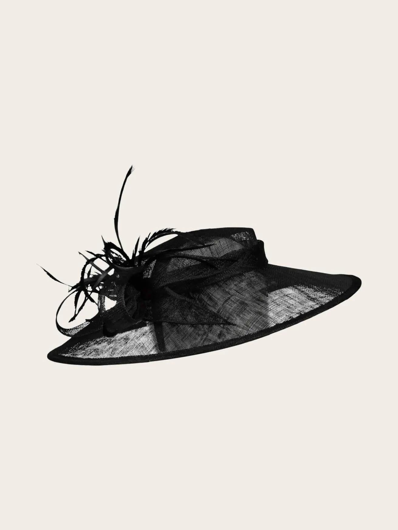Eleganter Loevenich Haarreif mit Sinamay Schleife und Feder-Schmuck