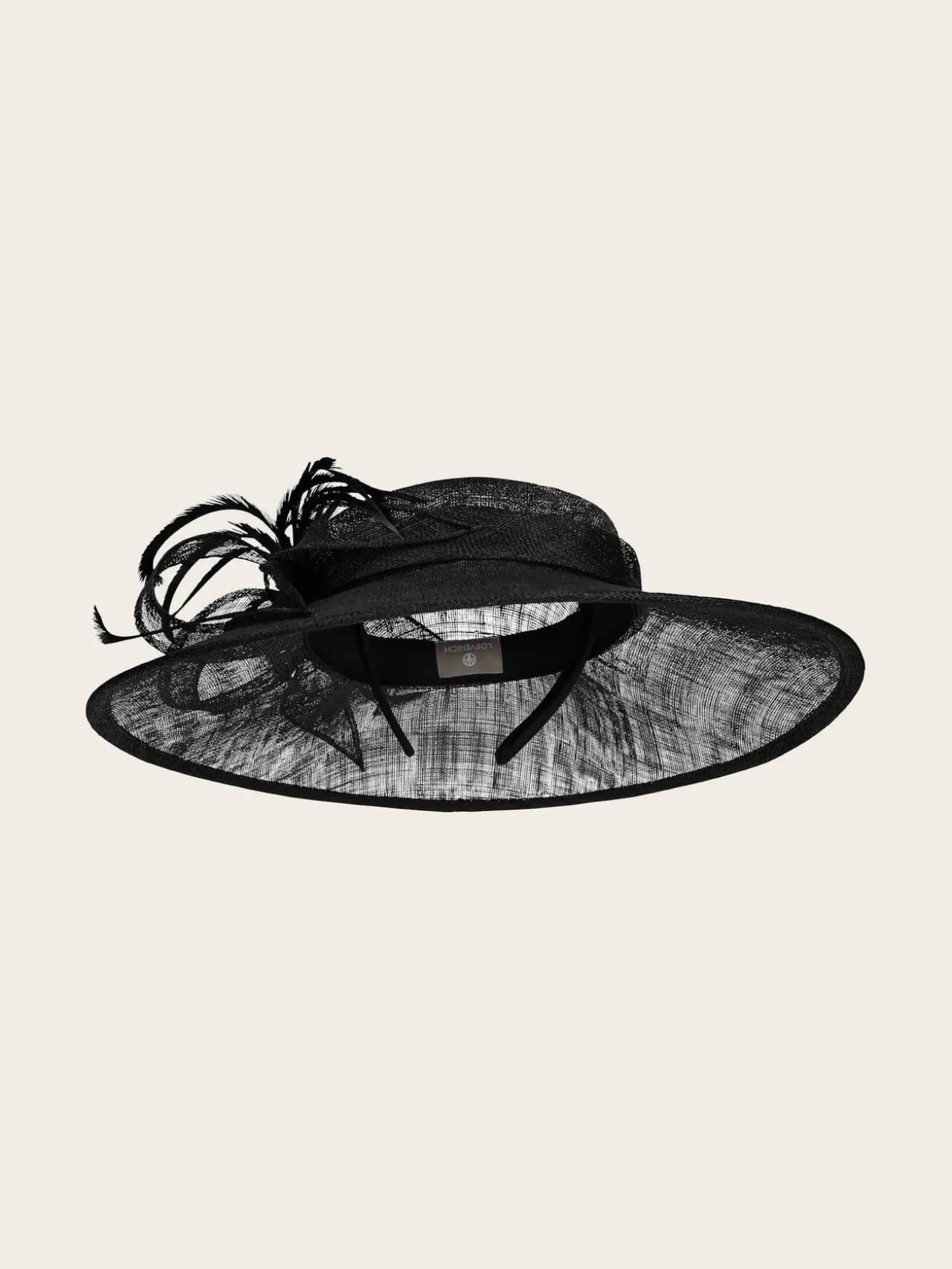 Eleganter Loevenich Haarreif mit Sinamay Schleife und Feder-Schmuck