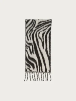 Flauschiger XL-Schal mit Zebra-Design in Wollmischung