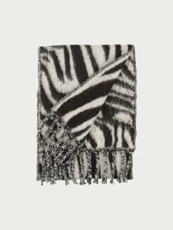 Flauschiger XL-Schal mit Zebra-Design in Wollmischung