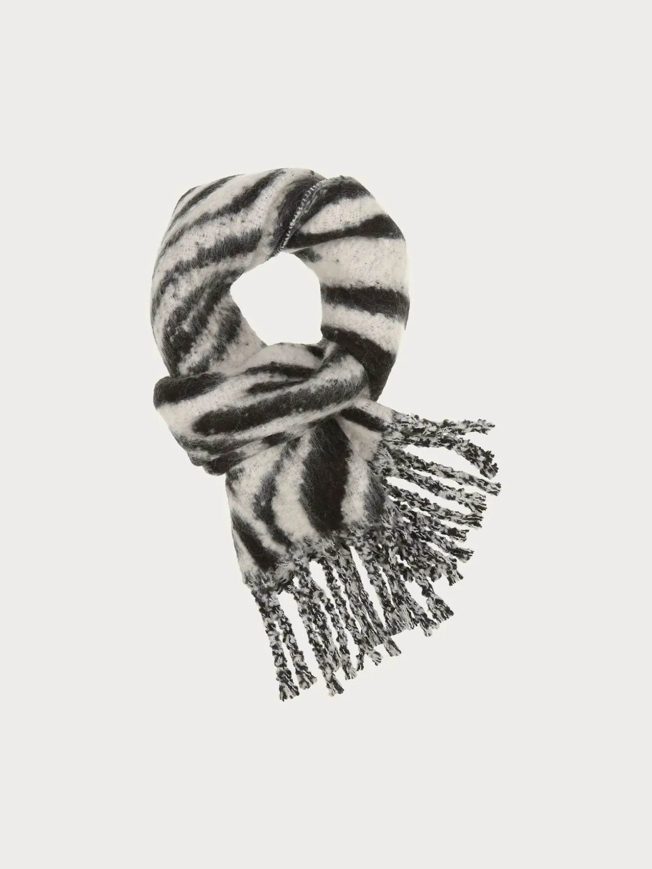 Flauschiger XL-Schal mit Zebra-Design in Wollmischung