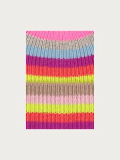 Geringelte Strickmütze aus reiner Wolle