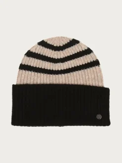 Geringelte Strickmütze mit breiter Krempe