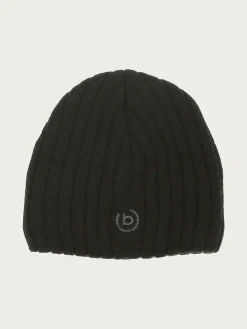 Gerippte Strickmütze mit gesticktem bugatti-Logo