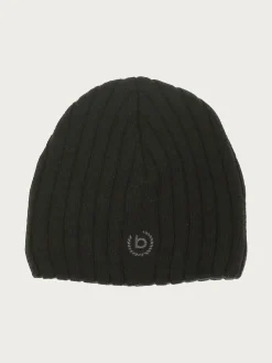 Gerippte Strickmütze mit gesticktem bugatti-Logo