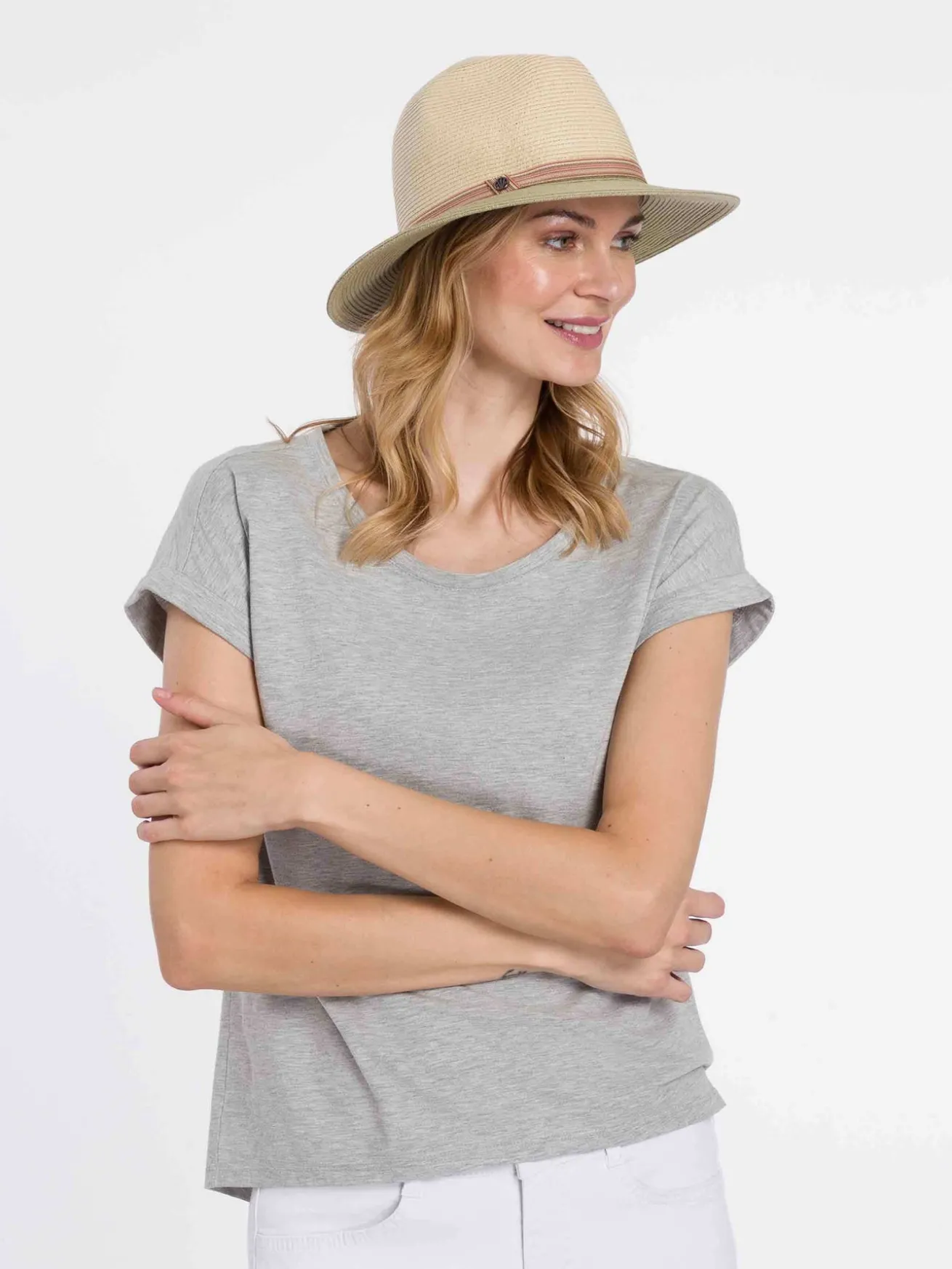 Loevenich Fedora aus Papier mit andersfarbiger Krempe