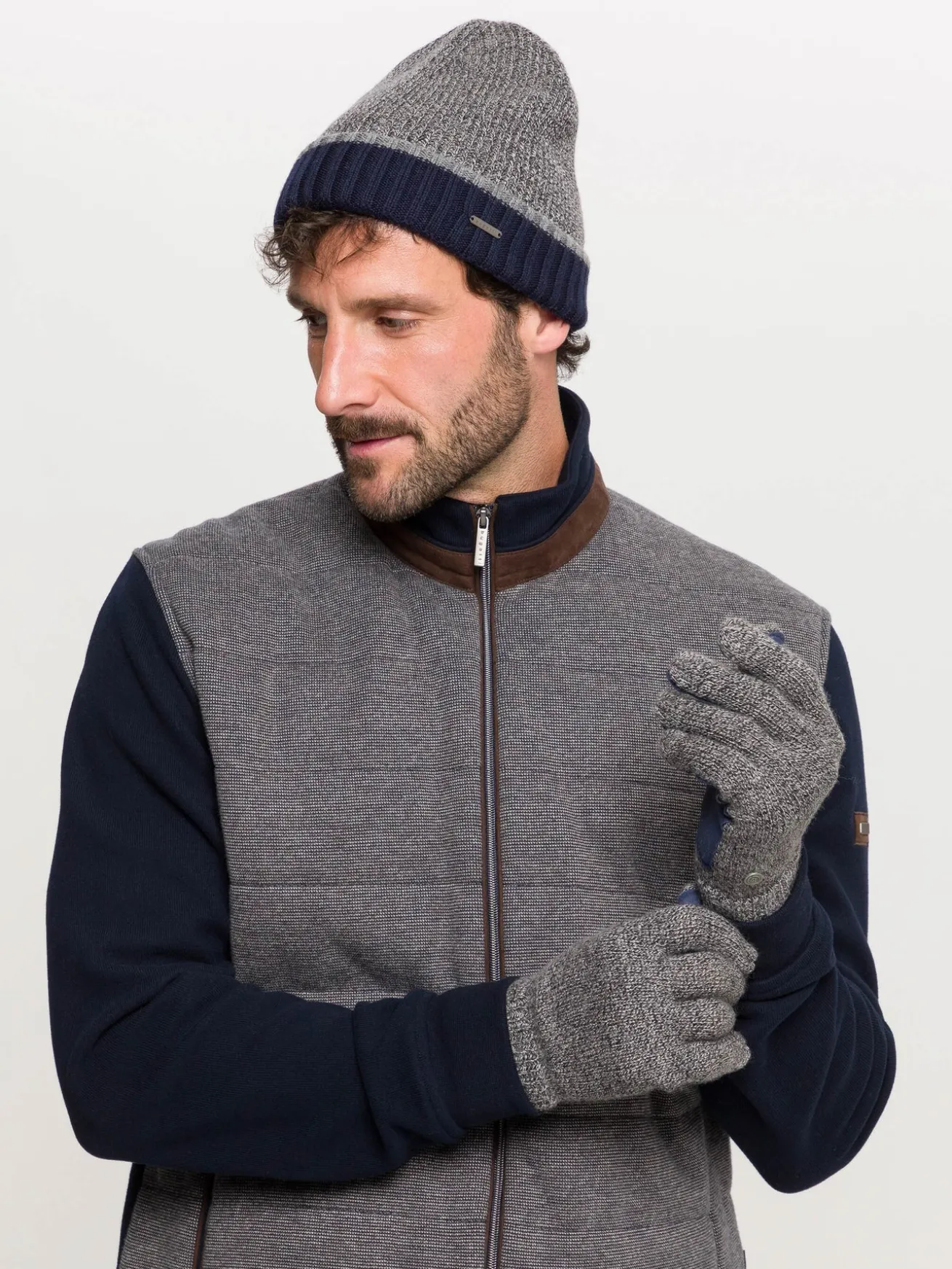 Melierte bugatti Strickhandschuhe in Wollmischung
