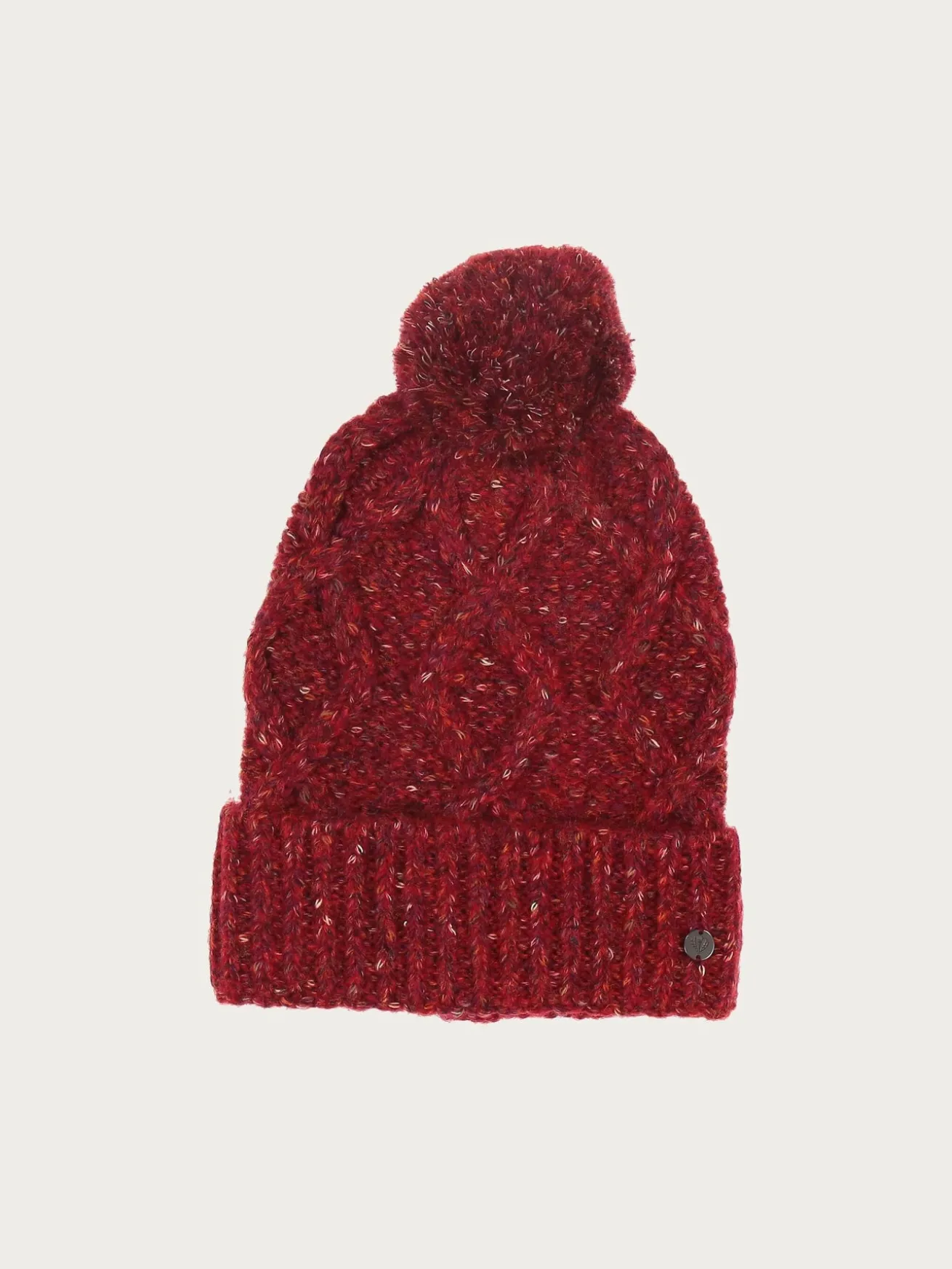 Melierte Strickmütze mit Zopfmuster