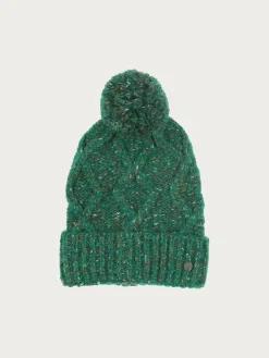 Melierte Strickmütze mit Zopfmuster