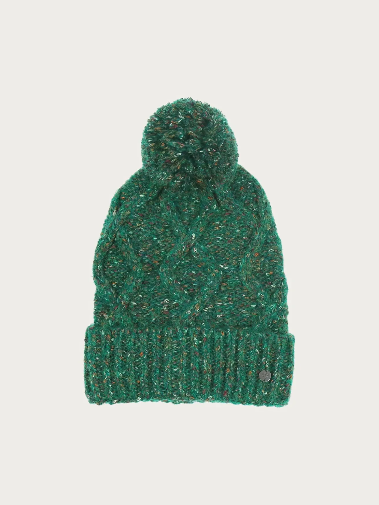 Melierte Strickmütze mit Zopfmuster