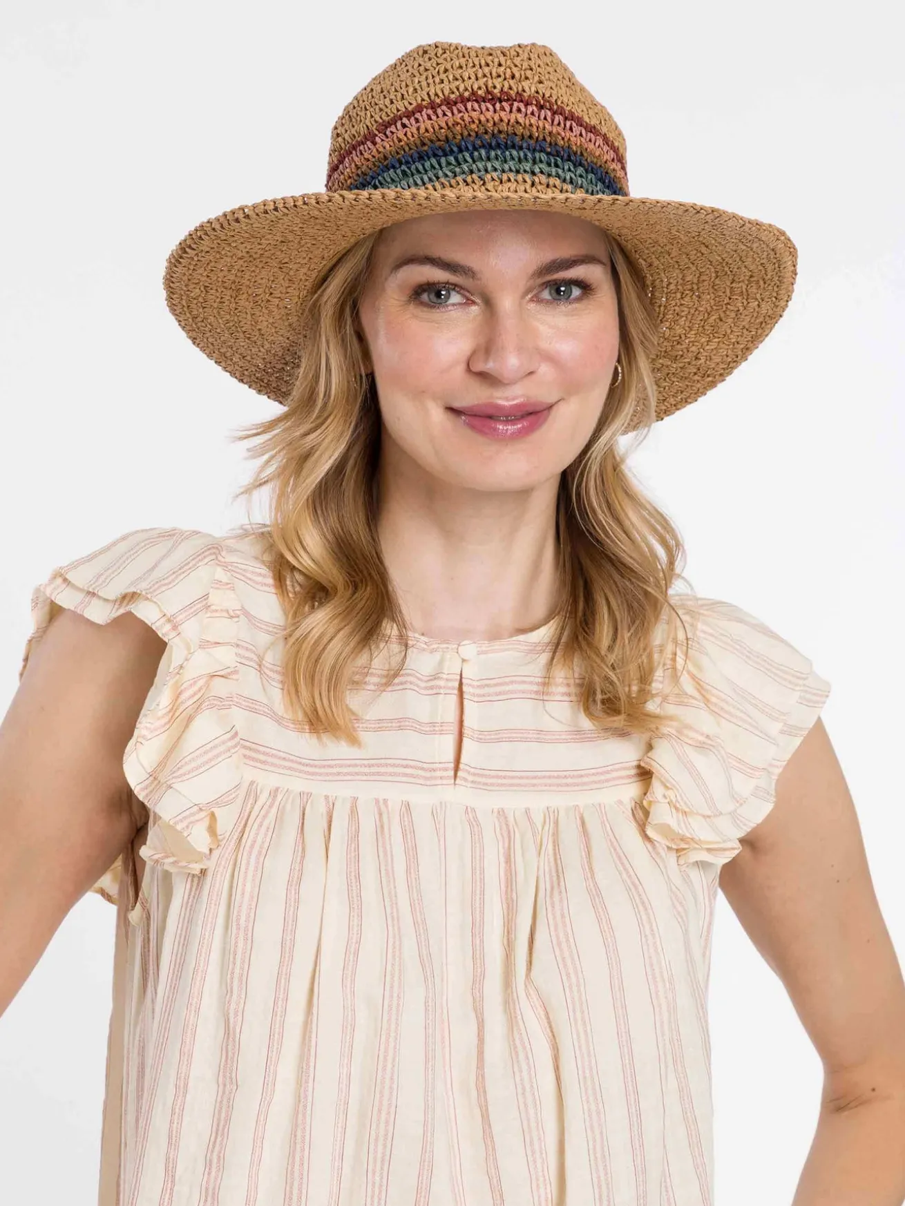 Modischer Loevenich Fedora mit buntem Streifenmuster