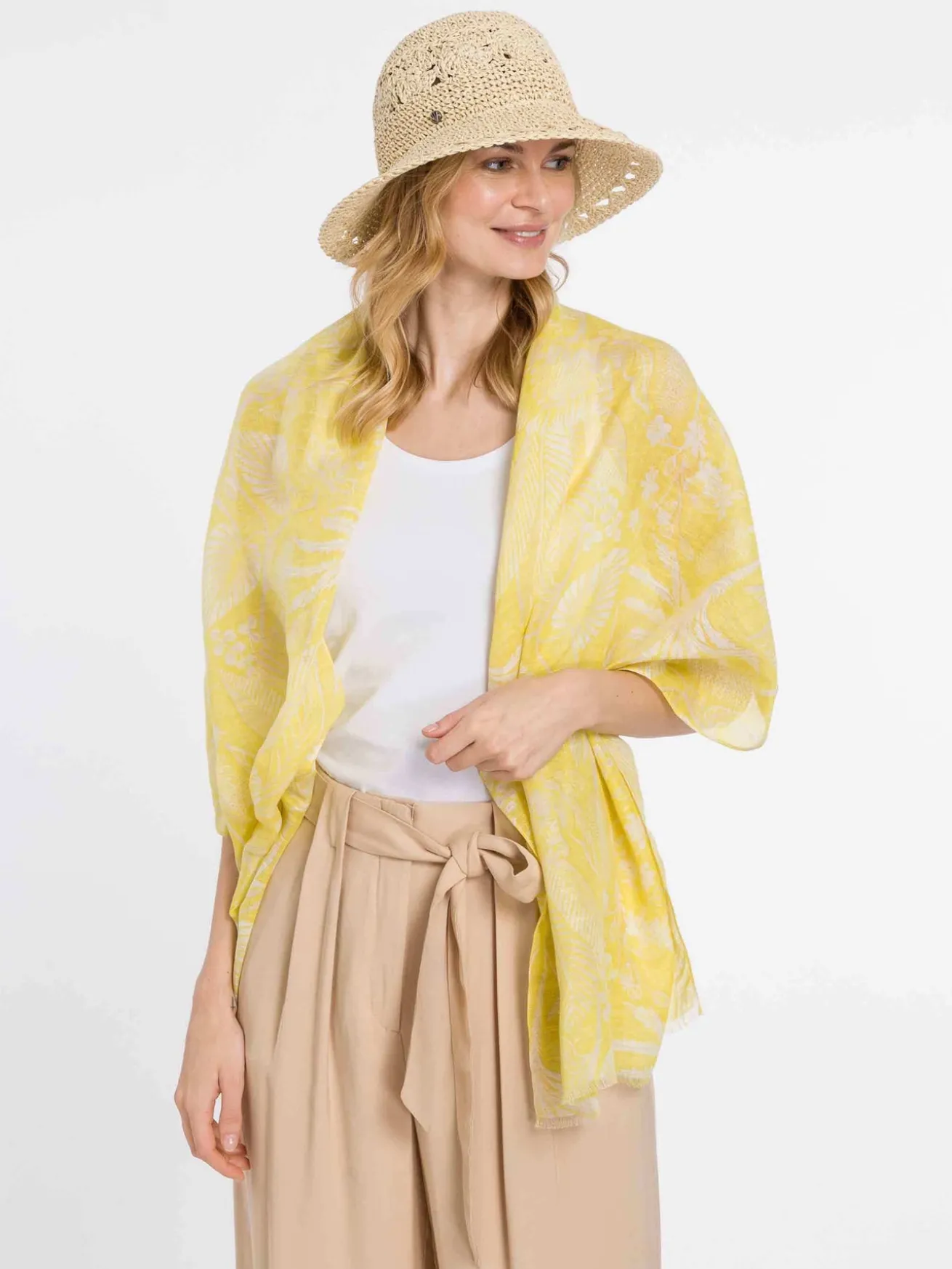Modischer Loevenich Glockenhut mit gehäkeltem Boho-Muster