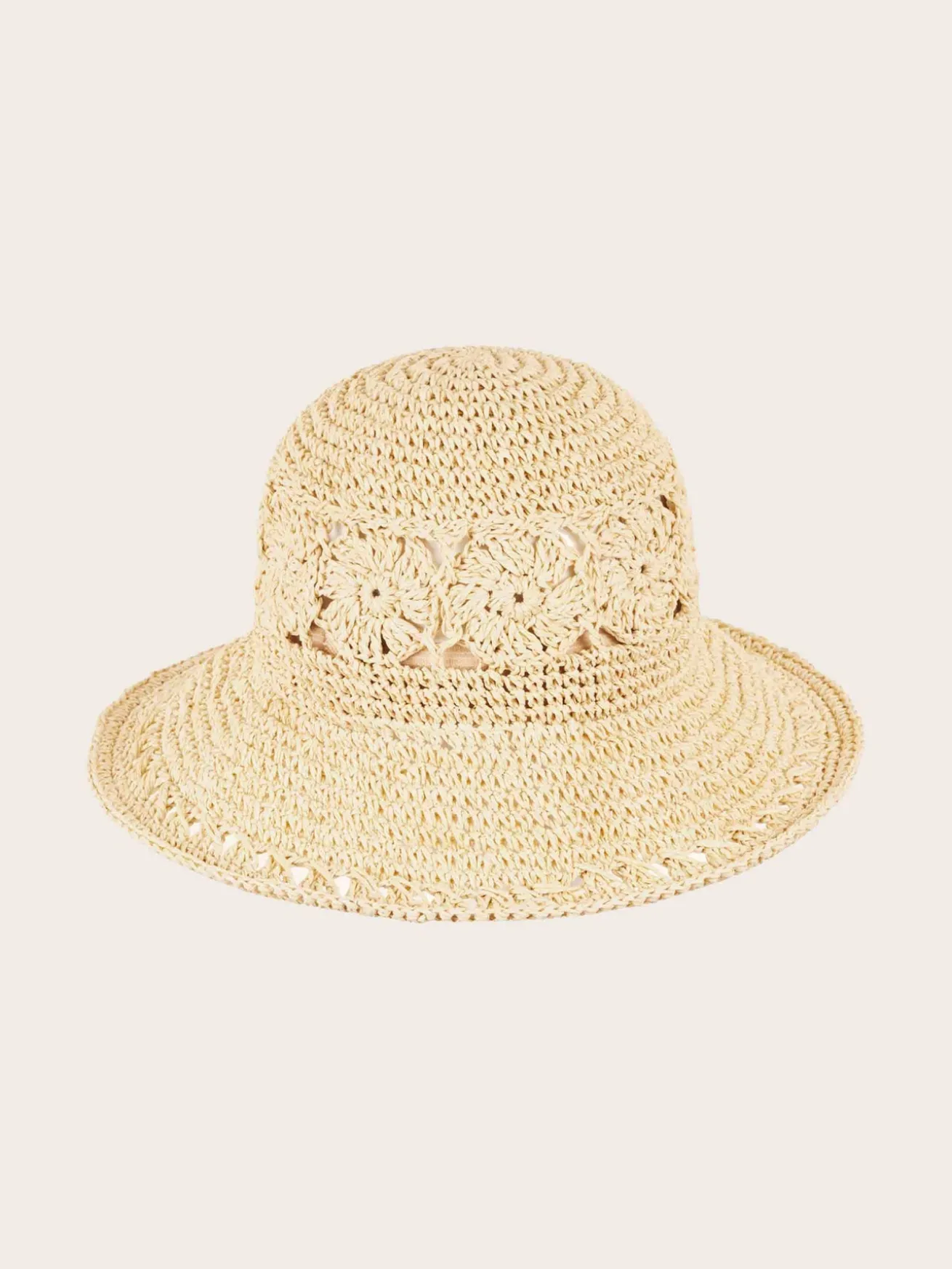 Modischer Loevenich Glockenhut mit gehäkeltem Boho-Muster